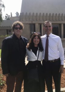 The AVA team standing outside the Hollyhock House with Los Angeles Mayor Eric Garcetti